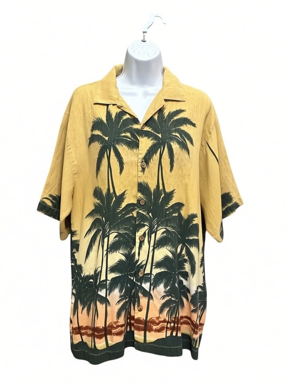 Tommy Bahama Silk Linen Palm Tree Sunset Camp Shirt Size M